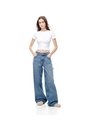 Camiseta Crop Slim Algodón Blanca Mujer Blanco de Gef