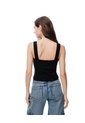 Crop Top Slim Rib Algodón Negra Mujer Negro de Gef