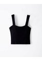 Crop Top Slim Rib Algodón Negra Mujer Negro de Gef