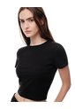 Camiseta Crop Slim Algodón Negra Mujer Negro de Gef