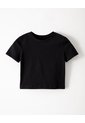 Camiseta Crop Slim Algodón Negra Mujer Negro de Gef