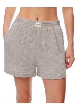 Short Relax Tiro Alto Texturizado Taupe Mujer Marron