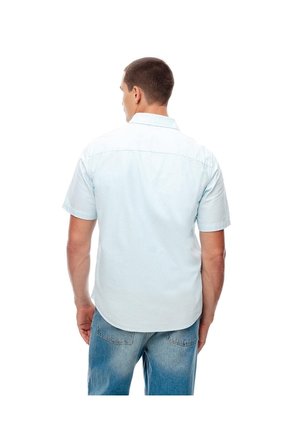 Camisa Manga Corta Regular Algodón Azul Hombre Azul