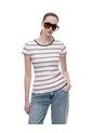 Camiseta Slim Algodón Rayas Mujer Blanco de Gef
