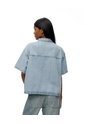 Camisa Manga Corta Regular Denim índigo Medio Mujer Azul Oscuro de Gef