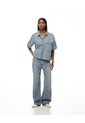 Camisa Manga Corta Regular Denim índigo Medio Mujer Azul Oscuro de Gef