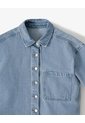 Camisa Manga Corta Regular Denim índigo Medio Mujer Azul Oscuro de Gef