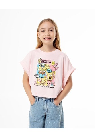 Camiseta Regular Bob Esponja Rosa Niña Rosa Gef