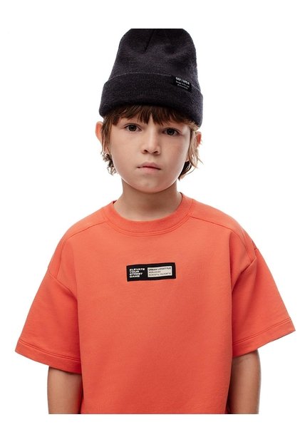 Camiseta Oversize Algodón Naranja Niño Naranja