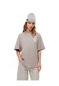 Camiseta Oversize Algodón Taupe Estampada Mujer Marron Claro de Gef