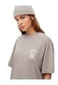 Camiseta Oversize Algodón Taupe Estampada Mujer Marron Claro de Gef