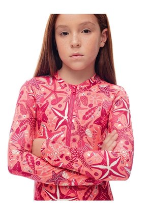 Vestido De Baño Manga Larga Estampado Niña Naranja