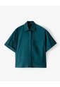 Camisa Manga Corta Oversize Algodón Verde Mujer Verde de Gef