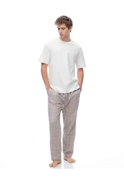 Pantalón Regular Taupe Cuadros Hombre Marron Claro