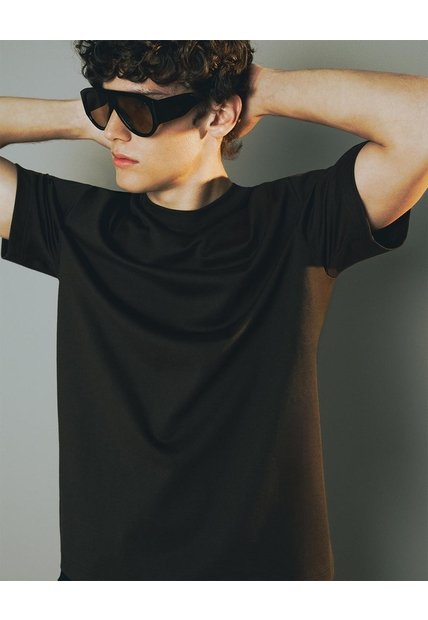 Camiseta Manga Corta Oversize Algodón Café Hombre Cafe