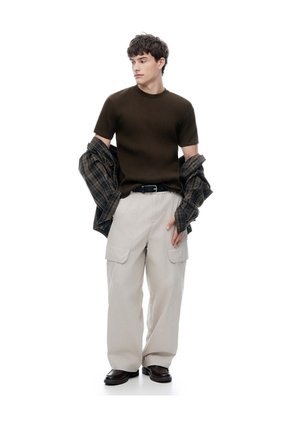 Camiseta Slim Rib Algodón Chocolate Hombre Chocolate