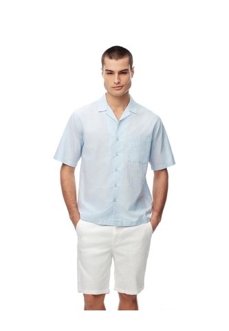 Camisa Manga Corta Regular Algodón Azul Hombre Azul Gef