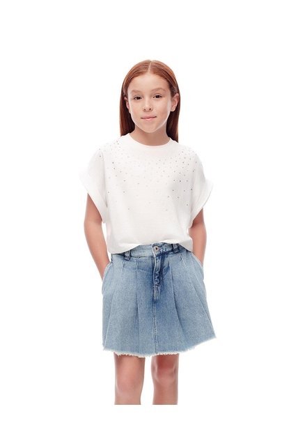 Falda Short Denim índigo Medio Niña Azul Oscuro