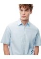 Camisa Manga Corta Regular Algodón Azul Hombre Azul de Gef