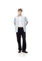 Camisa Manga Corta Regular Algodón Azul Hombre Azul de Gef
