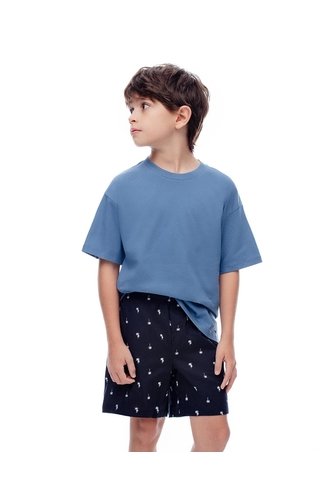 Camiseta + Bermuda De Pijama Algodón Azul Niña Niño Azul Gef
