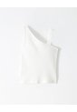 Camiseta Asimétrica Slim Rib Algodón Blanca Niña Blanco de Gef