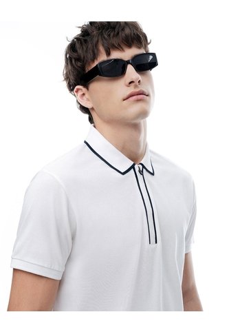 Polo Half Zip Regular Blanca Hombre Blanco Gef