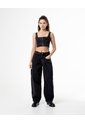 Crop Top Slim Denim Negro Mujer Azul de Gef