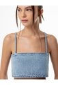 Crop Top Denim Brillos índigo Claro Mujer Azul de Gef