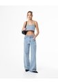 Crop Top Denim Brillos índigo Claro Mujer Azul de Gef