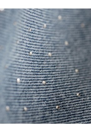 Crop Top Denim Brillos índigo Claro Mujer Azul