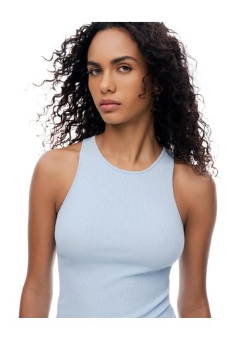 Camiseta Esqueleto Slim Rib Algodón Azul Mujer Azul Gef
