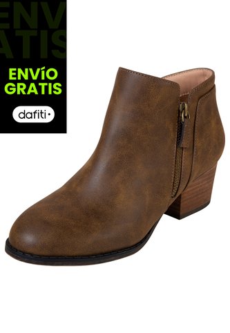 Botines Con Taco Ashlee Para Mujer Bronceado Comfort Plus 200358 Generic