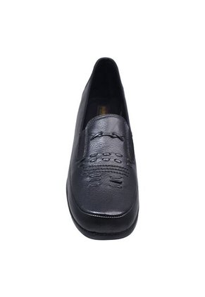 Zapato Mocasín Cuero Tacón Corrido Para Mujer