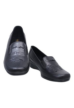 Zapato Mocasín Cuero Tacón Corrido Para Mujer