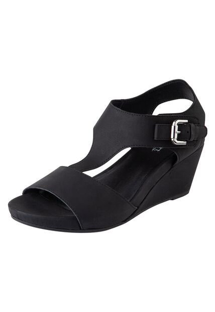 Sandalias Vanna Con Taco Tipo Cuña Para Mujer Negro Comfort Plus 199829