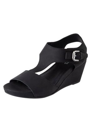 Sandalias Vanna Con Taco Tipo Cuña Para Mujer Negro Comfort Plus 199829