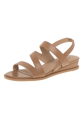 Sandalias Blanca Con Taco Tipo Cuña Para Mujer Bronceado Comfort Plus 211013