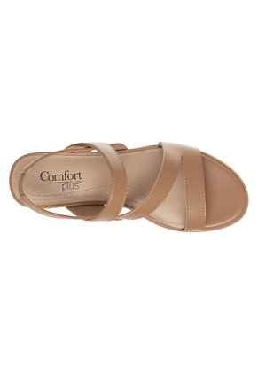 Sandalias Blanca Con Taco Tipo Cuña Para Mujer Bronceado Comfort Plus 211013