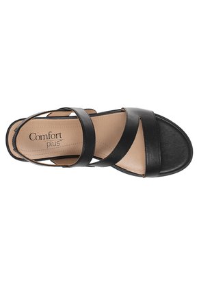 Sandalias Blanca Con Taco Tipo Cuña Para Mujer Negro Comfort Plus 211012