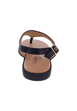 Sandalias Planas Valle Para Mujer Negro Comfort Plus 211001