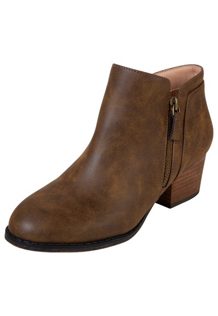 Botines Con Taco Ashlee Para Mujer Bronceado Comfort Plus 200358