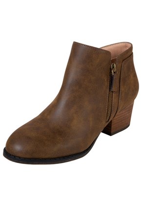 Botines Con Taco Ashlee Para Mujer Bronceado Comfort Plus 200358