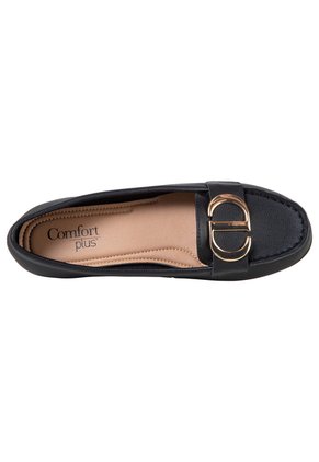 Zapatos Casuales Febee Tipo Mocasín Para Mujer Negro Comfort Plus 200645