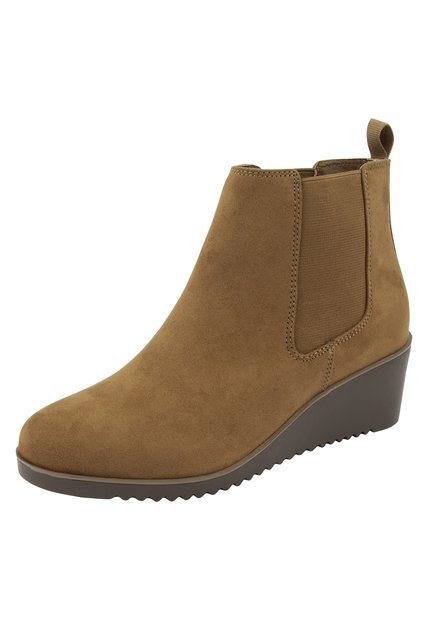 Botines Chelsea Con Taco Tipo Cuña Para Mujer Cogñac Comfort Plus 199328 Payless