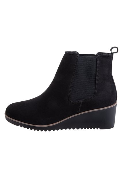 Botines Chelsea Con Taco Tipo Cuña Para Mujer Negro Comfort Plus 199327 Payless