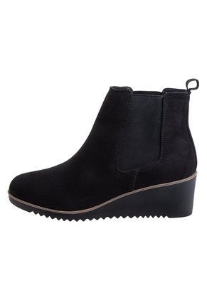 Botines Chelsea Con Taco Tipo Cuña Para Mujer Negro Comfort Plus 199327 Payless