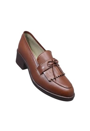 Mocasín Cuero Para Mujer Tacón Ancho 3 1/2