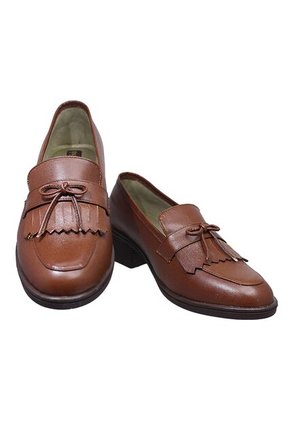 Mocasín Cuero Para Mujer Tacón Ancho 3 1/2