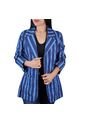 Blazer Estampado A Rayas Para Mujer - Azul Turqueza de Generic